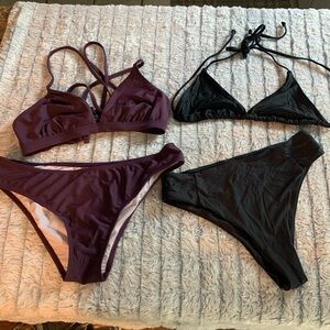 Black SHEIN String Bikini and dark purple bikini